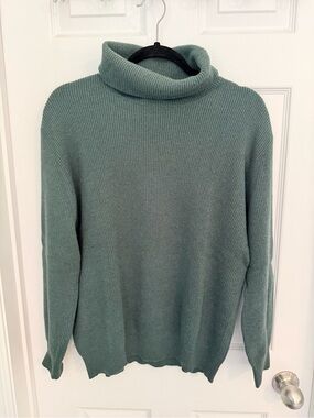 Brunello Cucinelli Sage Green Ribbed Turtleneck Sweater